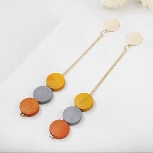 🛑3 for $10 MUST GO SALE Tri Color Dangle Dot Wood Bead Earrings